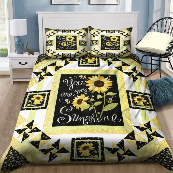 Sunflower You Are My Sunshine Cotton Bed Sheets Spread Comforter Duvet Cover Bedding Sets 1