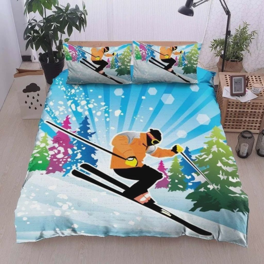 Skiing With Snow Tree Surroundedcotton Bed Sheets Spread Comforter Duvet Cover Bedding Sets 4