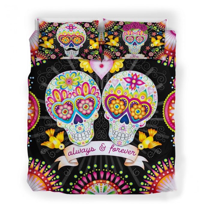 Sugar Skulls Love Cotton Bed Sheets Spread Comforter Duvet Cover Bedding Sets 1