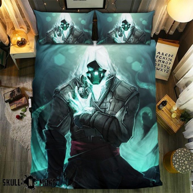 Snm - Green Light Skull Collection Bedding Set Duvet Cover Pillow Cases 1