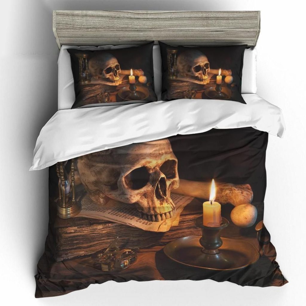 Skull And Candles Bedding Set Duvet Cover Pillow Cases 4