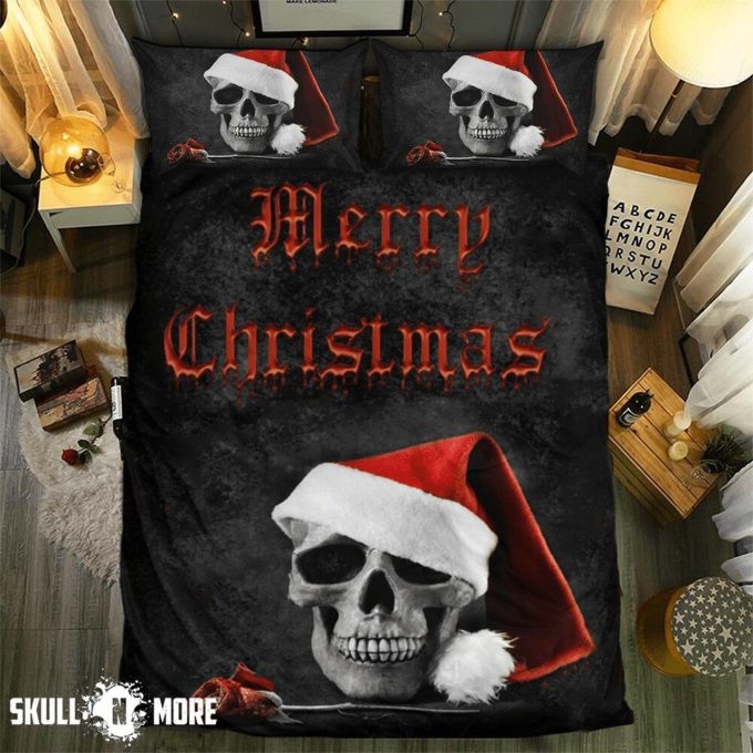 Skull Christmas Rose Duvet Cover Bedding Set 1