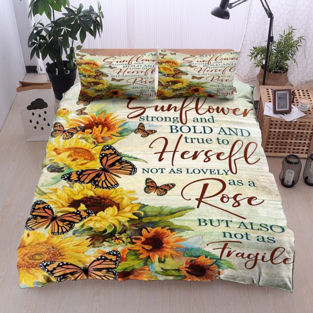 Sunflower Strong And Hold And True To Herself Cotton Bed Sheets Spread Comforter Duvet Cover Bedding Sets 4