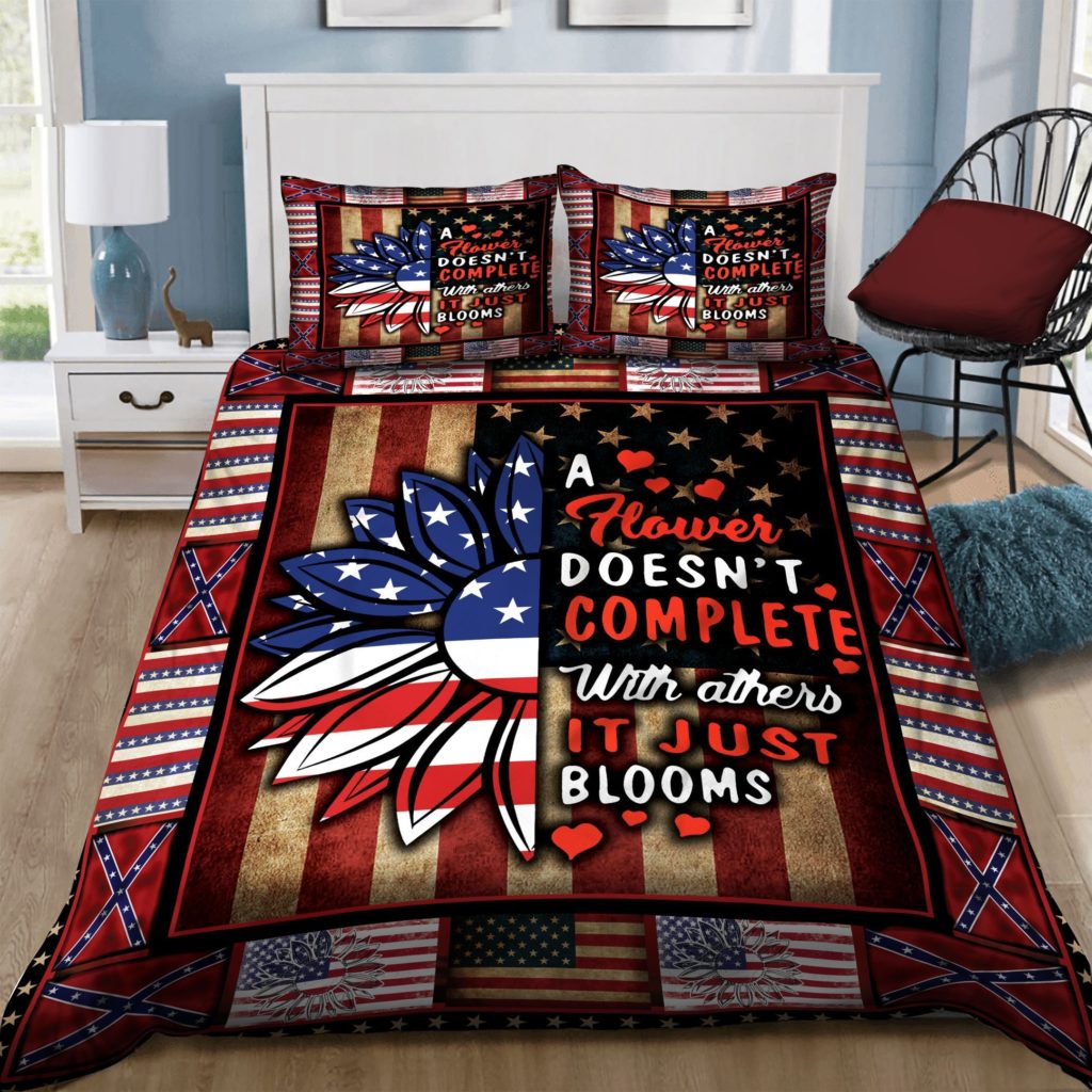 Sunflower America A Flower Doesnt Complete With Others It Just Blooms Cotton Bed Sheets Spread Comforter Duvet Cover Bedding Sets 4
