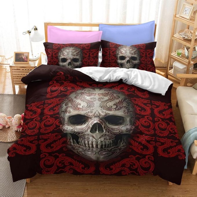Skull Dragon Tatoos Cotton Bed Sheets Spread Comforter Duvet Cover Bedding Sets 1