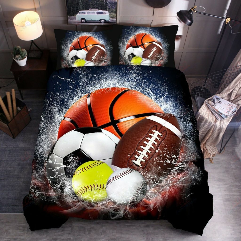 Sport Balls Cotton Bed Sheets Spread Comforter Duvet Cover Bedding Sets Perfect Gifts For Sport Lover Thanksgiving 4