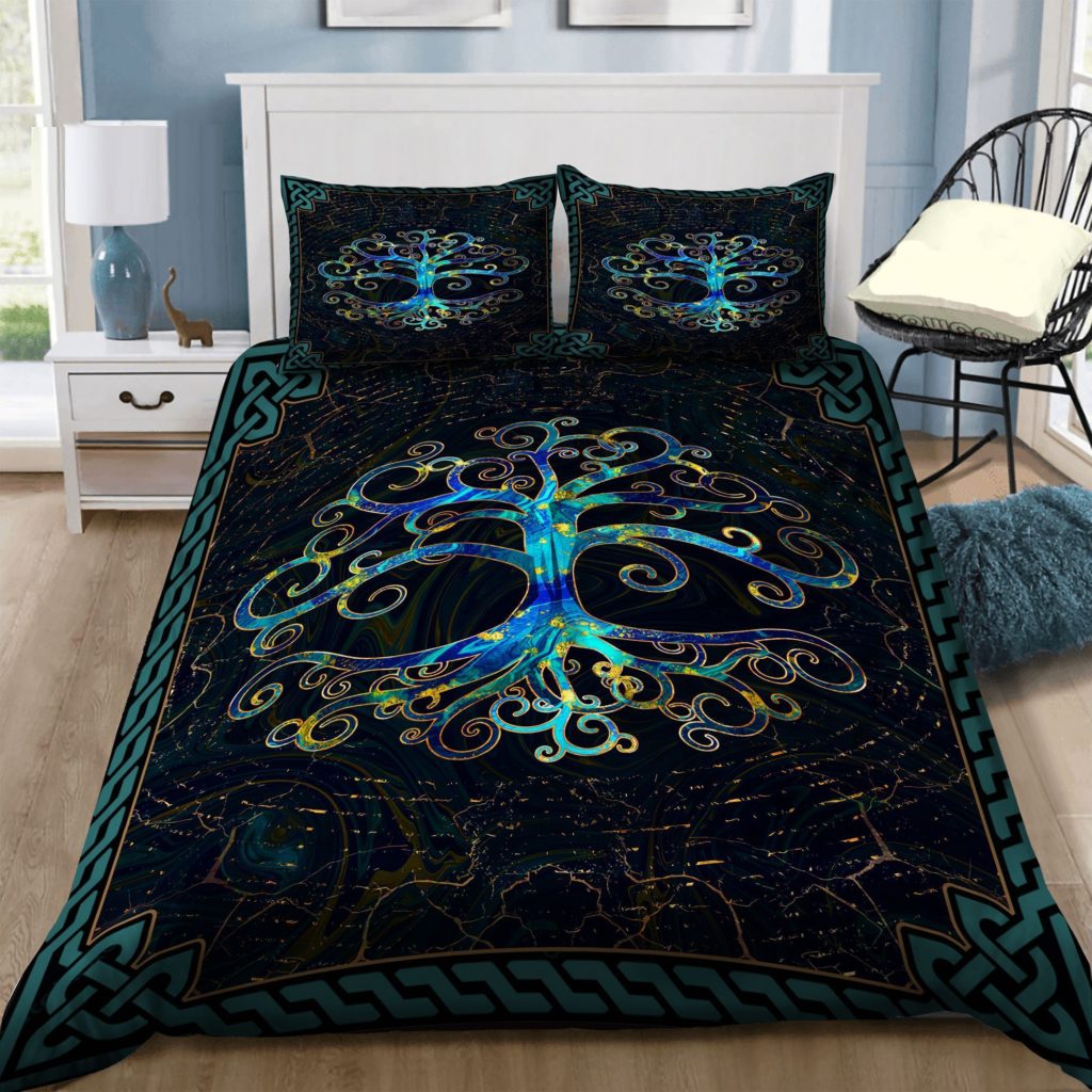 Tree Of Life Dark Background Cotton Bed Sheets Spread Comforter Duvet Cover Bedding Sets Perfect Gifts For Tree Of Life Lover Thanksgiving 4