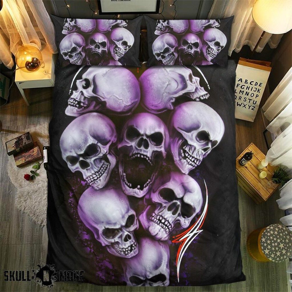 Snm - Skull Collection Shades Of Skulls Bedding Set Duvet Cover Pillow Cases 4