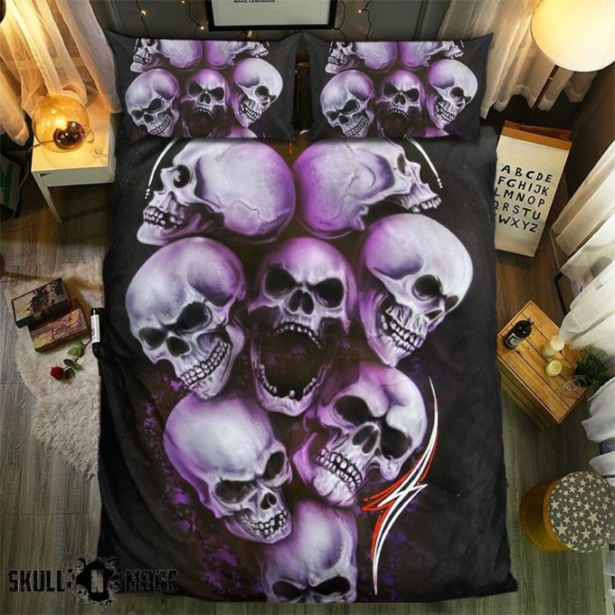 Snm - Skull Collection Shades Of Skulls Bedding Set Duvet Cover Pillow Cases 1