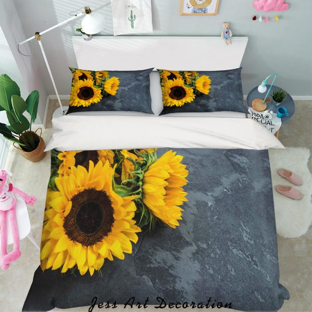 Sunflowers Nature Cotton Bed Sheets Spread Comforter Duvet Cover Bedding Sets 4