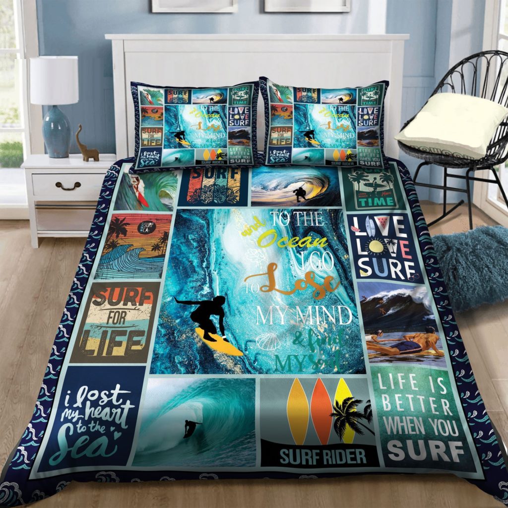 Surfer I Lost My Heart To The Sea Cotton Bed Sheets Spread Comforter Duvet Cover Bedding Sets 4