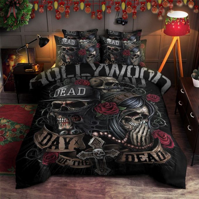 Skull Hollywood Day Of Dead Cotton Bed Sheets Spread Comforter Duvet Cover Bedding Sets 1