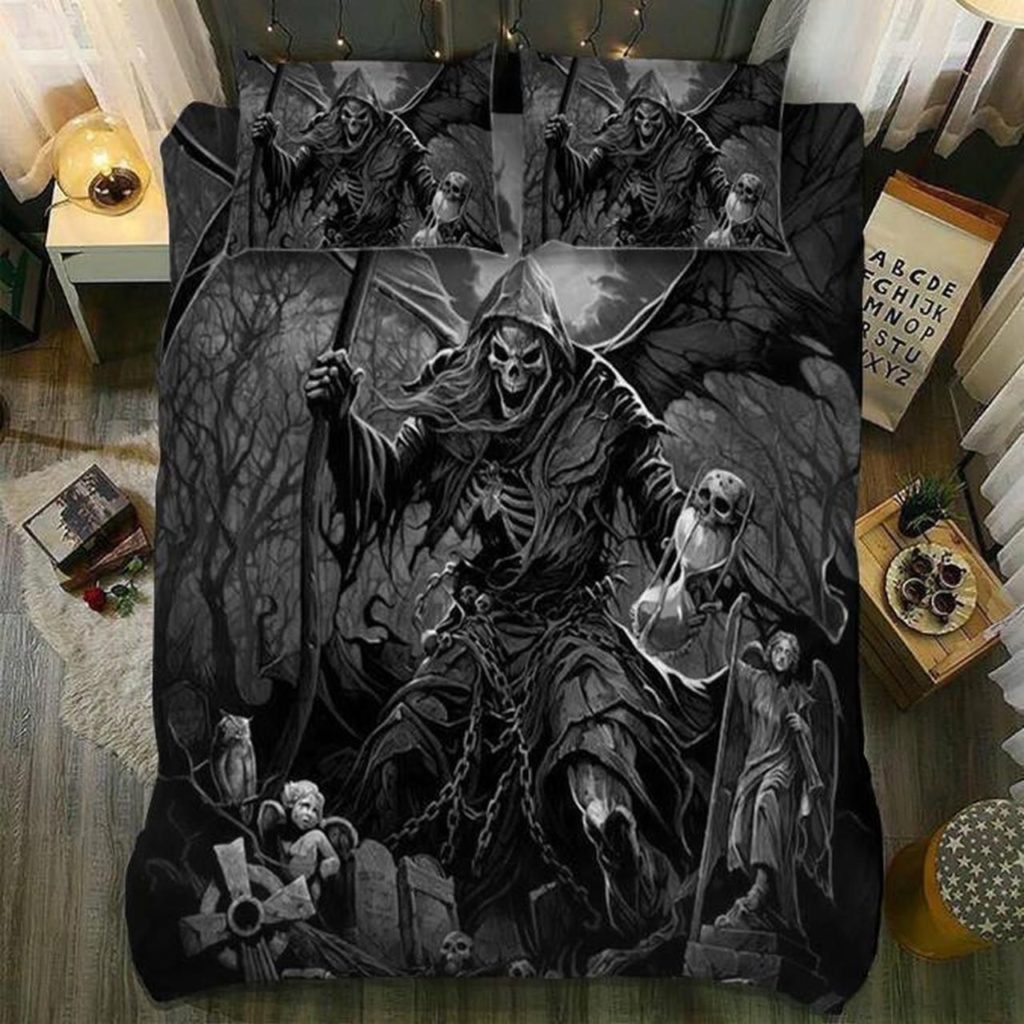 Snm - Sand Timer Skull Bedding Set Duvet Cover Pillow Cases 4