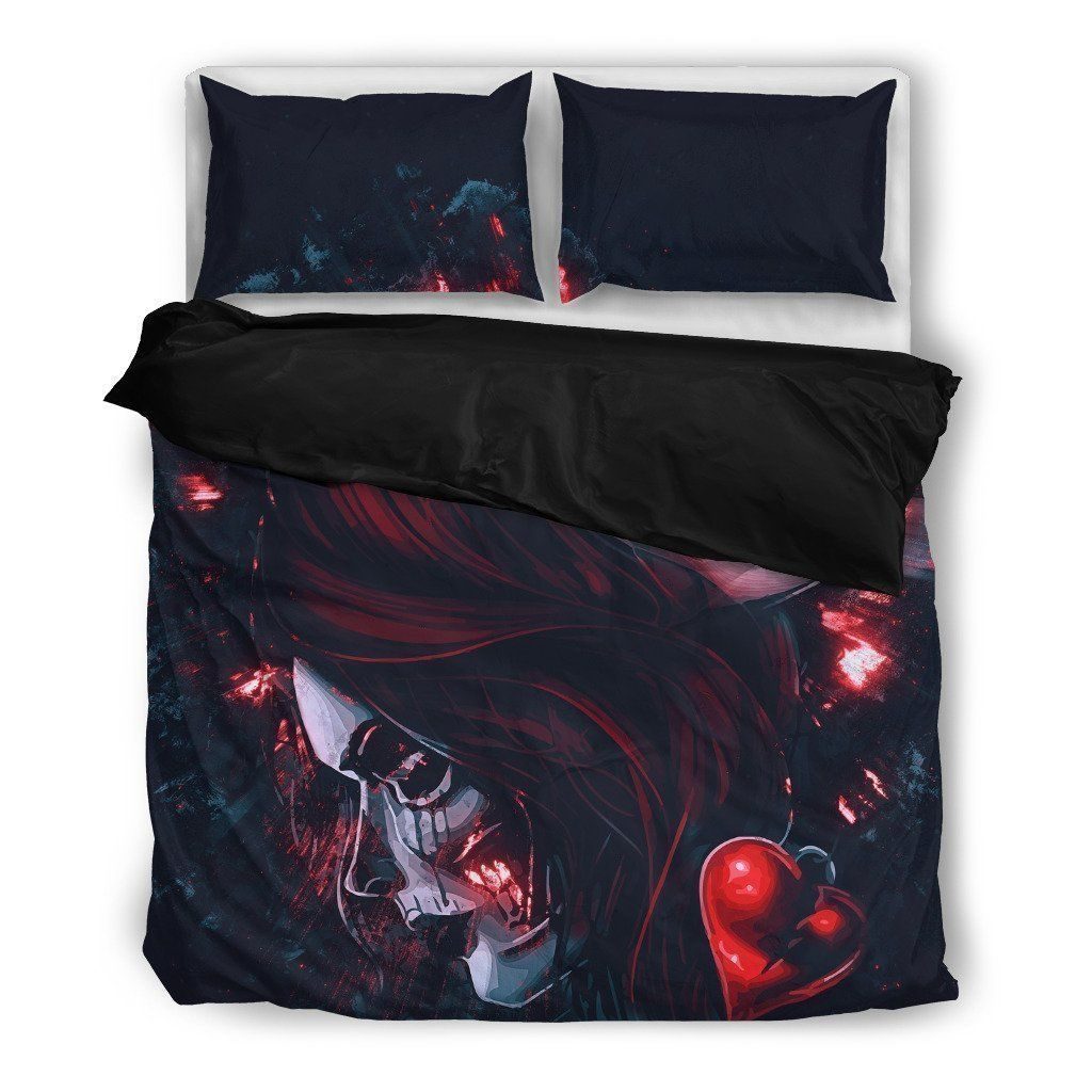 Two Face Skull Girl Cotton Bed Sheets Spread Comforter Duvet Cover Bedding Sets 4