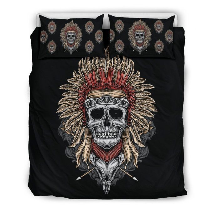 Tribal Chief Skull Themed Cotton Bed Sheets Spread Comforter Duvet Cover Bedding Sets 1