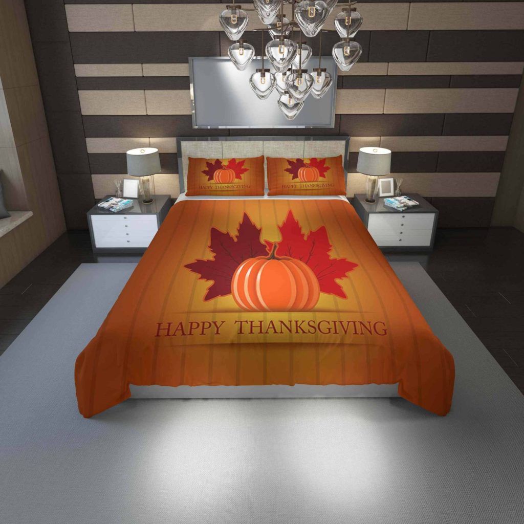 Thanksgiving Holiday Cotton Bed Sheets Spread Comforter Duvet Cover Bedding Sets 4