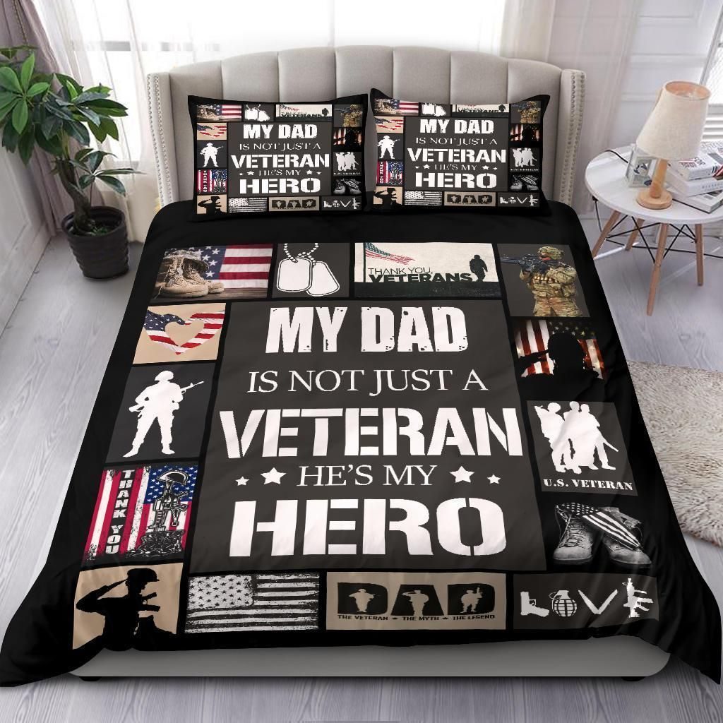 To My Dad Veteran Hero Cotton Bed Sheets Spread Comforter Duvet Cover Bedding Sets 4