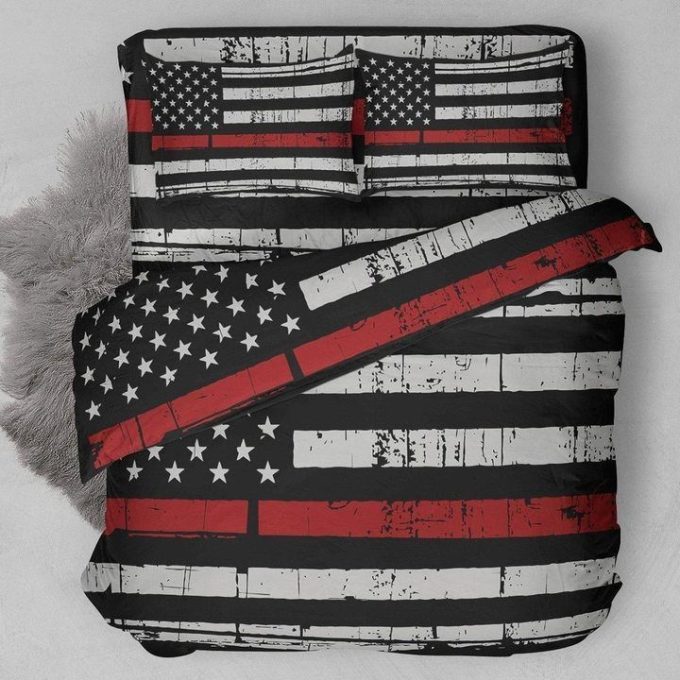 Thin Red Line Firefighter Bedding Set New Duvet Cover Pillow Cases 1