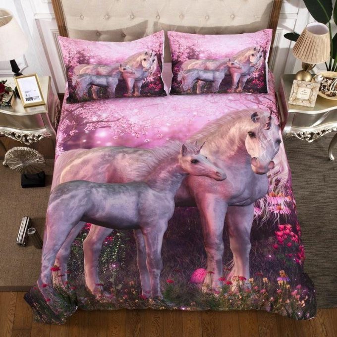 Spring Unicorn Cotton Bed Sheets Spread Comforter Duvet Cover Bedding Sets 1