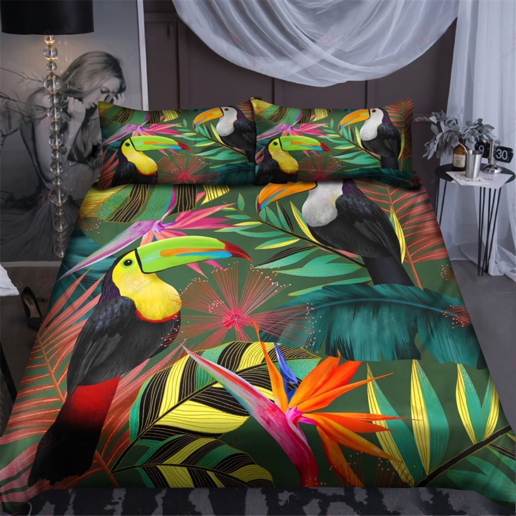 Tropical Toucan Birds Cotton Bed Sheets Spread Comforter Duvet Cover Bedding Sets Perfect Gifts For Toucan Lover Thanksgiving 4