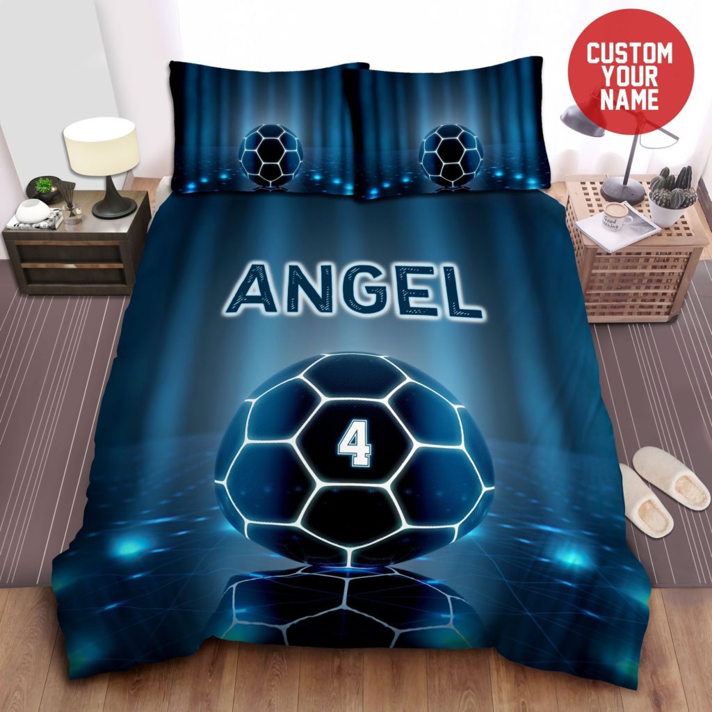 Soccer Light Custom Duvet Cover Bedding Set With Your Name 4