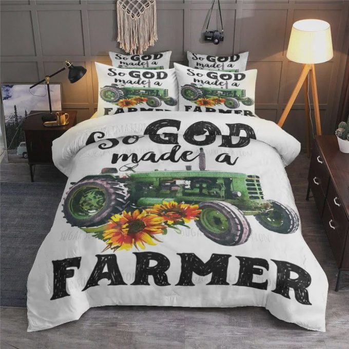 So God Made A Farmer Cotton Bed Sheets Spread Comforter Duvet Cover Bedding Sets 1