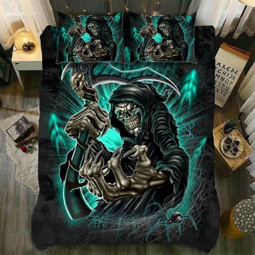 Skull Day Of The Death Bedding Set - Grim Reaper Duvet Cover Pillow Cases 4