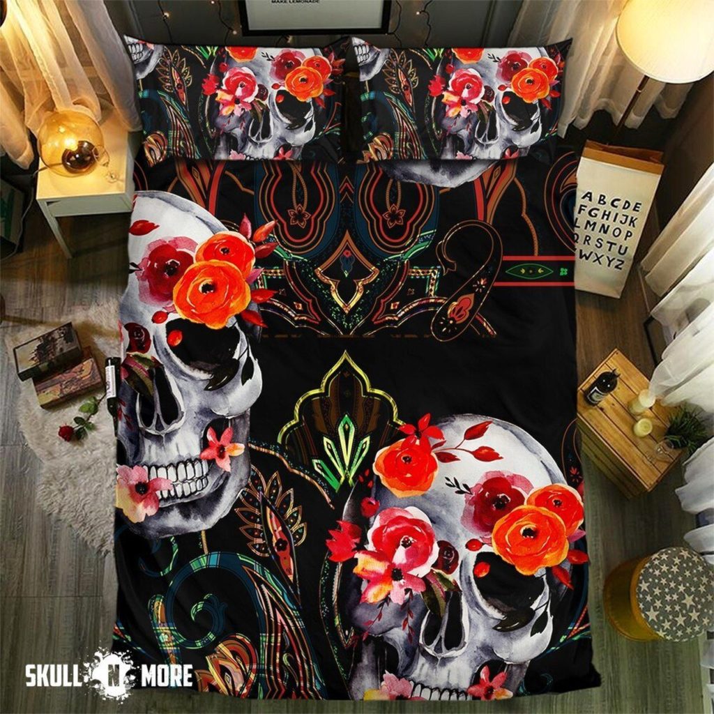 Snm - Floral Skulls Skull Collection Bedding Set Duvet Cover Pillow Cases 4