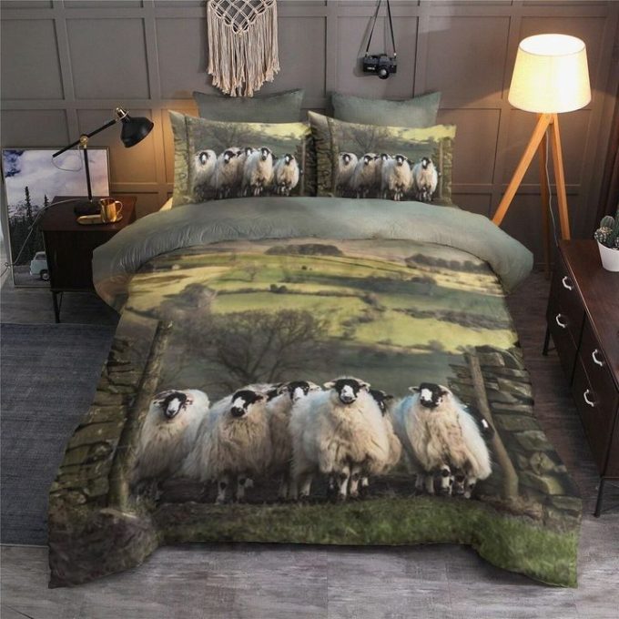 Sheep On The Field Cotton Bed Sheets Spread Comforter Duvet Cover Bedding Sets Perfect Gifts For Sheep Lover Thanksgiving 1