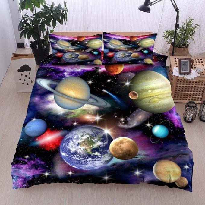 Solar System Cotton Bed Sheets Spread Comforter Duvet Cover Bedding Sets Perfect Gifts For Solar System Lover Thanksgiving 1