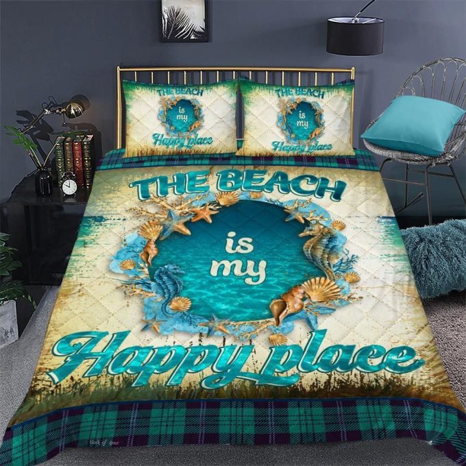 The Beach Is My Happy Place Cotton Bed Sheets Spread Comforter Duvet Cover Bedding Sets 1