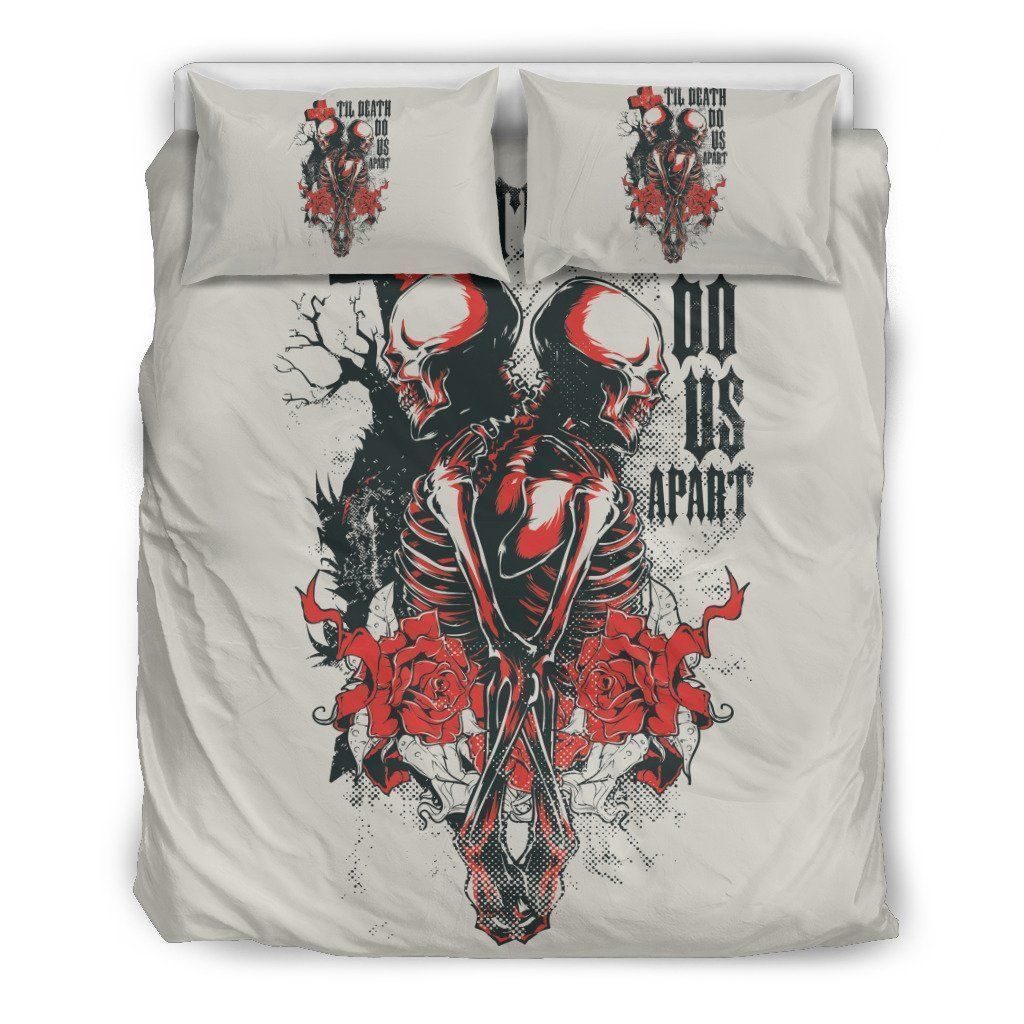 Skull Do Us Apart Cotton Bed Sheets Spread Comforter Duvet Cover Bedding Sets 4