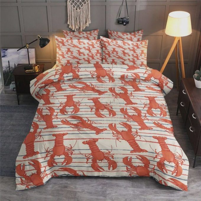 Tiny Lobster Pattern Cotton Bed Sheets Spread Comforter Duvet Cover Bedding Sets 1