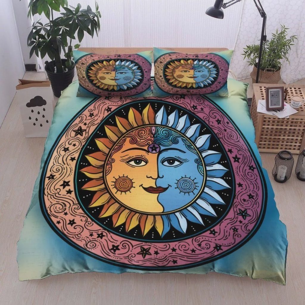 Sun And Moon Flower Cotton Bed Sheets Spread Comforter Duvet Cover Bedding Sets 4