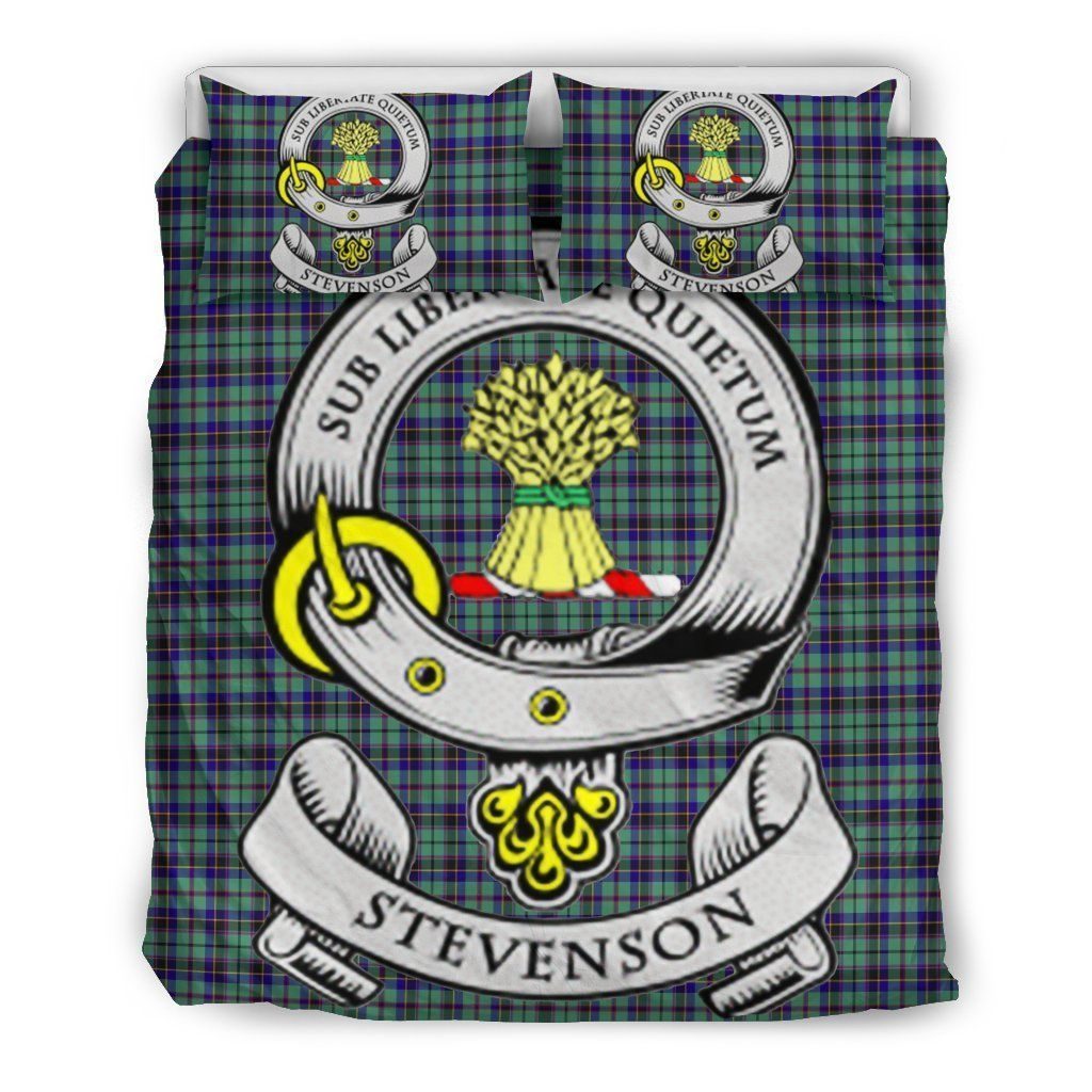 Stevenson Clan Badge Tartan Cotton Bed Sheets Spread Comforter Duvet Cover Bedding Sets 4