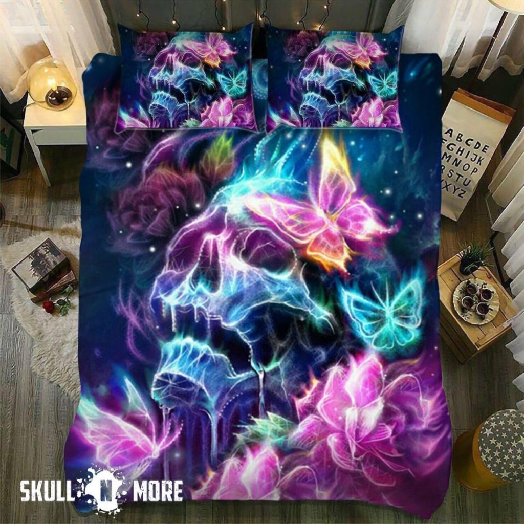 Snm - Galaxy Skull Butterfly Bedding Set Duvet Cover Pillow Cases 4