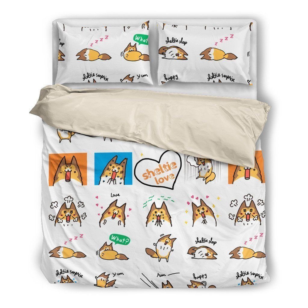 Sheltie Cotton Bed Sheets Spread Comforter Duvet Cover Bedding Sets 4