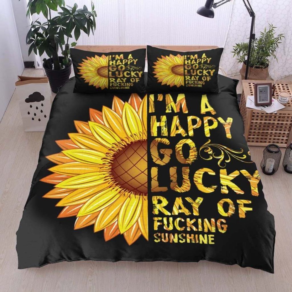 Sunflower Im A Happy Go Lucky Ray Of Fucking Sunshine Cotton Bed Sheets Spread Comforter Duvet Cover Bedding Sets 4