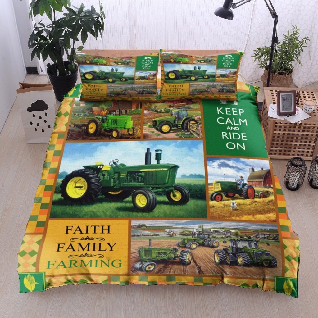Tractor Farmer Keep Calm And Ride On Cotton Bed Sheets Spread Comforter Duvet Cover Bedding Sets Perfect Gifts For Tractor Lover Thanksgiving 4