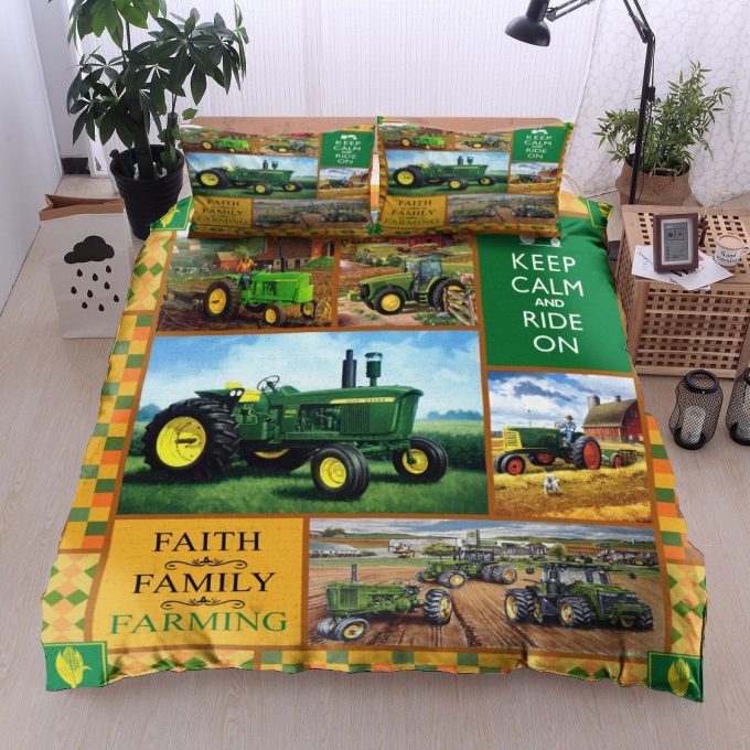 Tractor Farmer Keep Calm And Ride On Cotton Bed Sheets Spread Comforter Duvet Cover Bedding Sets Perfect Gifts For Tractor Lover Thanksgiving 1