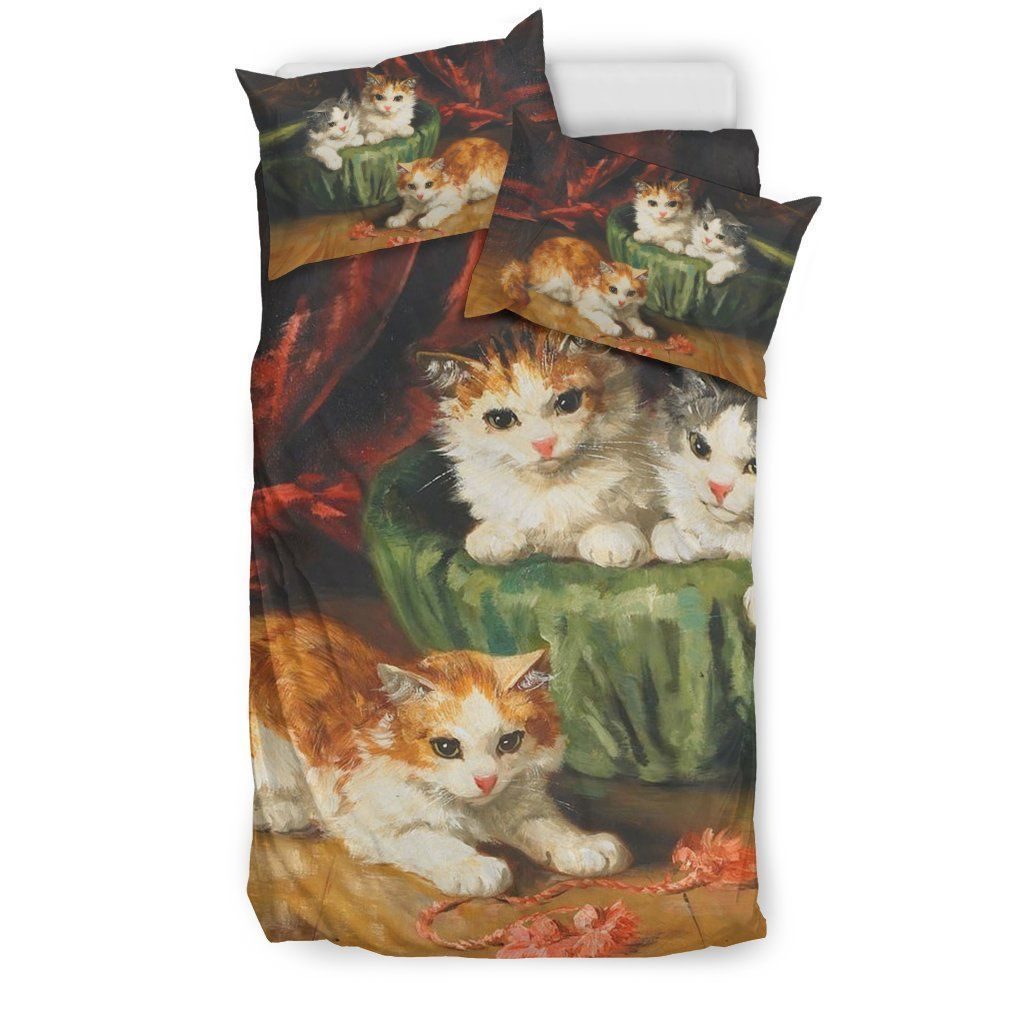 Three Cats Cotton Bed Sheets Spread Comforter Duvet Cover Bedding Sets 4