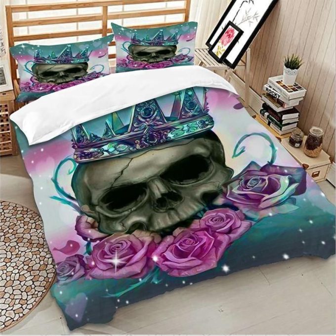 The Crowned Queen 3D Skull Cotton Bed Sheets Spread Comforter Duvet Cover Bedding Sets 1