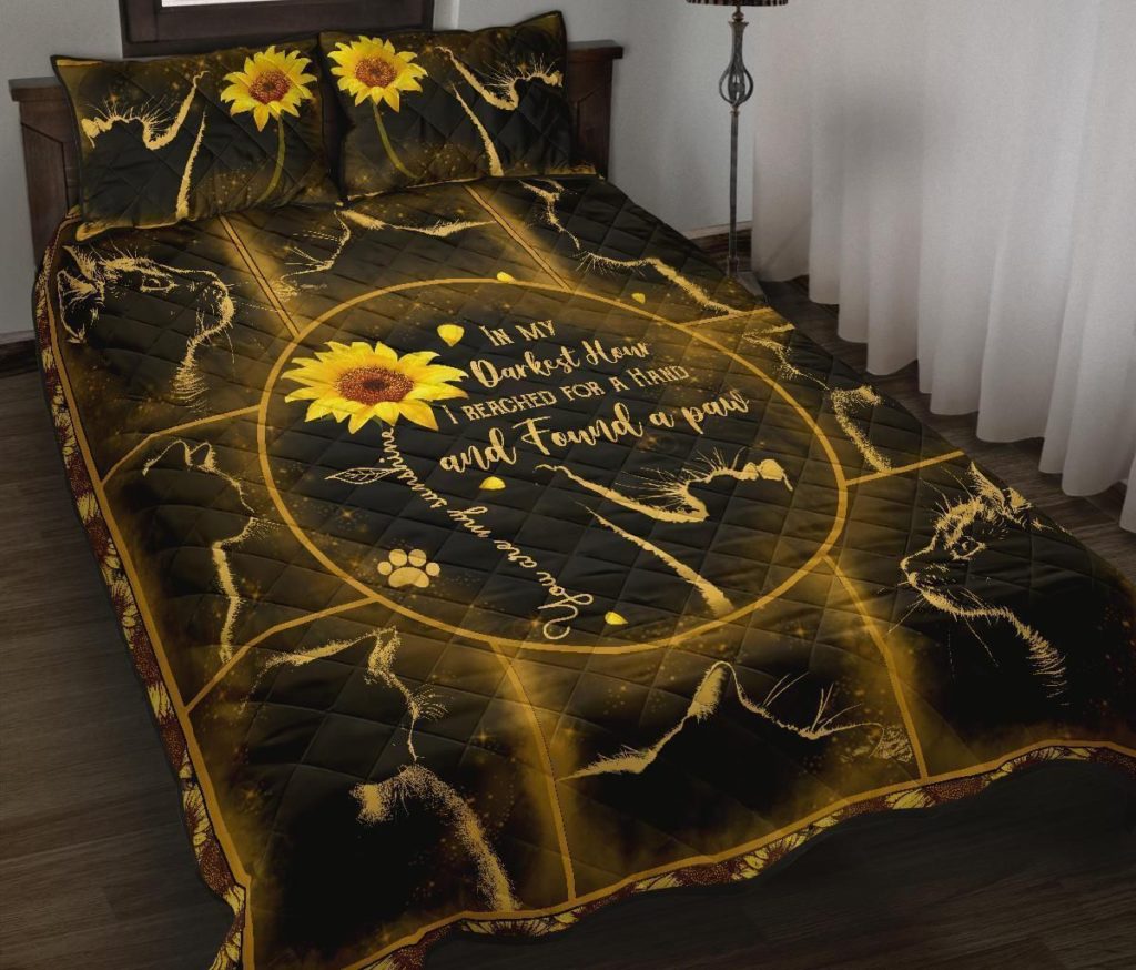 Sunflower Cat In My Darkest Hour I Reached For A Hand And Found A Paw Cotton Bed Sheets Spread Comforter Duvet Cover Bedding Sets 4
