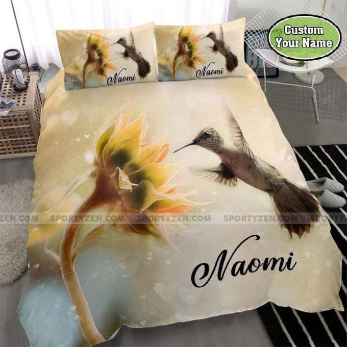 Sunflower And Hummingbird Personalized Custom Name Duvet Cover Bedding Set 1