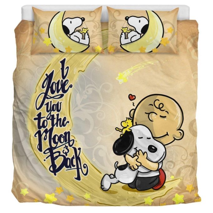 Love Snoopy To The Moon Back Bedding Set Duvet Cover Pillow Cases 1