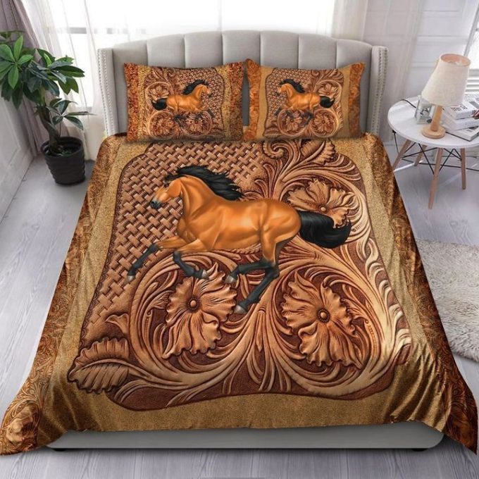 Horse Leather Embossed Cotton Bed Sheets Spread Comforter Duvet Cover Bedding Sets 1
