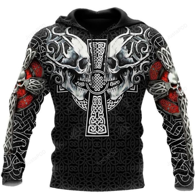 Celtic Skulls 3D All Over Printed Hoodie, Zip- Up Hoodie 1