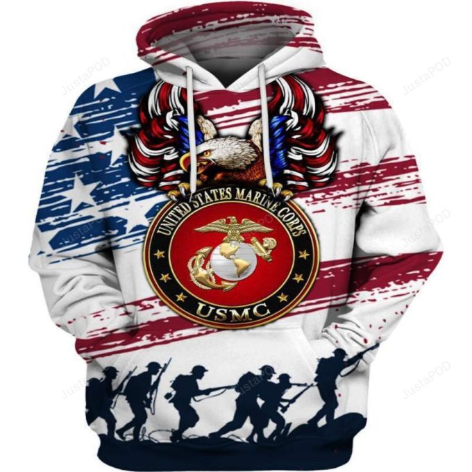 Us Marine Corps Veteran 3D All Print Hoodie, Zip- Up Hoodie 1