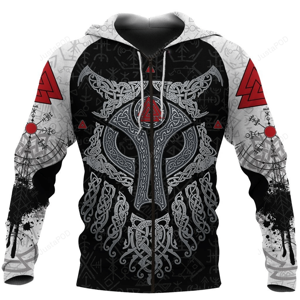 Viking Wolf And Raven 3D All Over Printed Hoodie, Zip- Up Hoodie 4