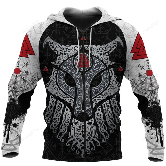 Viking Wolf And Raven 3D All Over Printed Hoodie, Zip- Up Hoodie 1